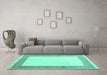 Machine Washable Solid Turquoise Modern Area Rugs in a Living Room,, wshcon1522turq