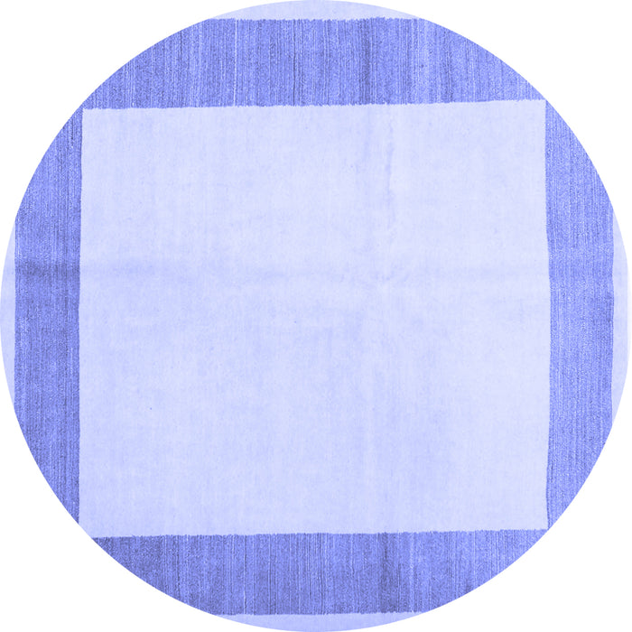 Round Machine Washable Solid Blue Modern Rug, wshcon1522blu