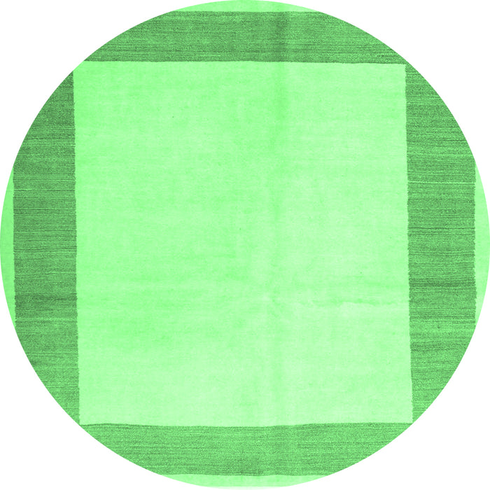 Round Machine Washable Solid Emerald Green Modern Area Rugs, wshcon1522emgrn