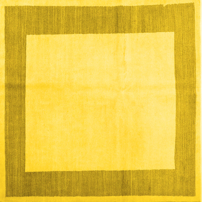 Square Machine Washable Solid Yellow Modern Rug, wshcon1522yw