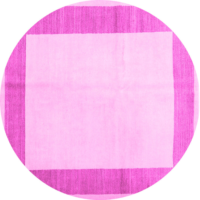 Round Machine Washable Solid Pink Modern Rug, wshcon1522pnk