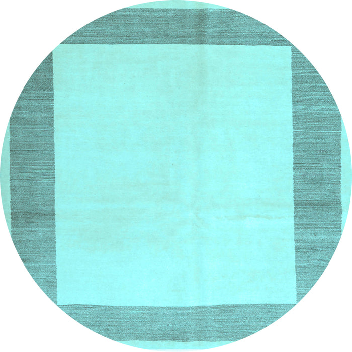 Round Machine Washable Solid Light Blue Modern Rug, wshcon1522lblu