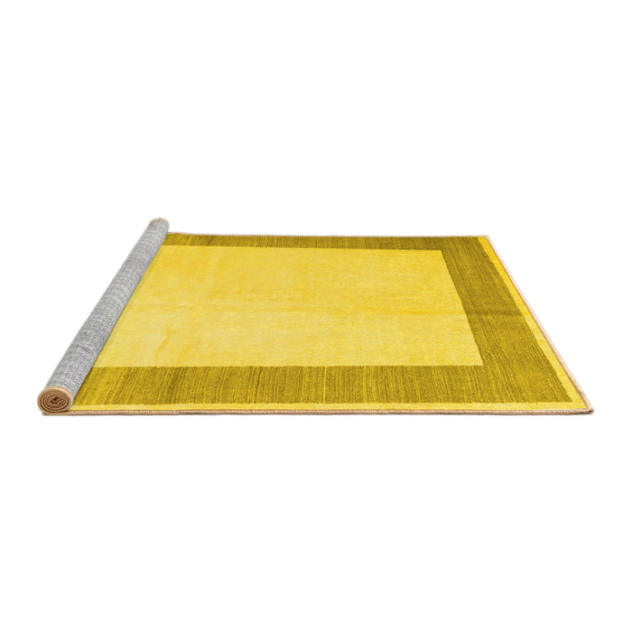 Sideview of Machine Washable Solid Yellow Modern Rug, wshcon1522yw