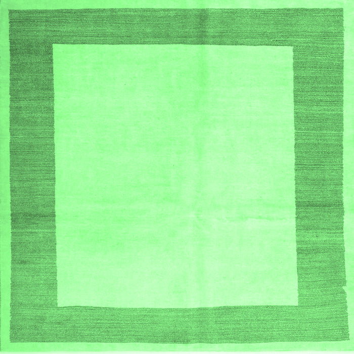 Square Machine Washable Solid Emerald Green Modern Area Rugs, wshcon1522emgrn