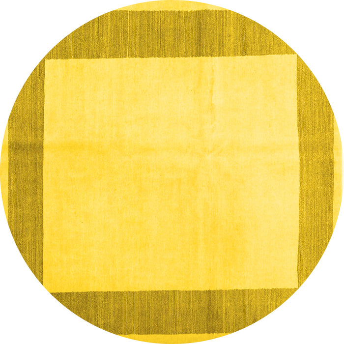 Round Machine Washable Solid Yellow Modern Rug, wshcon1522yw