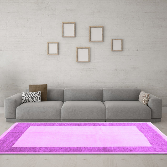Machine Washable Solid Purple Modern Area Rugs in a Living Room, wshcon1522pur