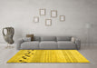 Machine Washable Solid Yellow Modern Rug in a Living Room, wshcon1523yw