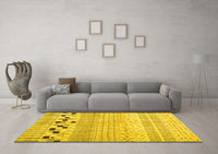 Machine Washable Solid Yellow Modern Rug, wshcon1523yw