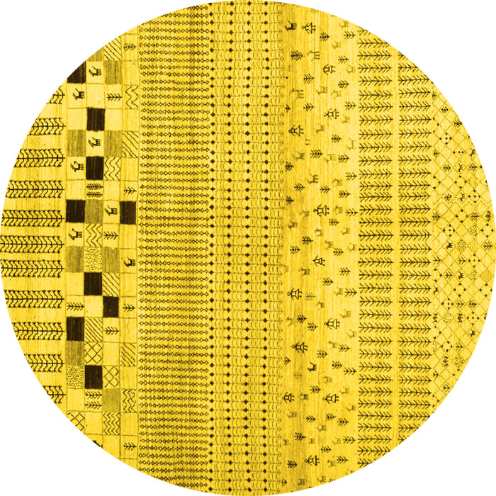 Round Solid Yellow Modern Rug, con1523yw