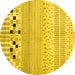 Round Solid Yellow Modern Rug, con1523yw