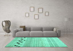 Machine Washable Solid Turquoise Modern Area Rugs in a Living Room,, wshcon1523turq
