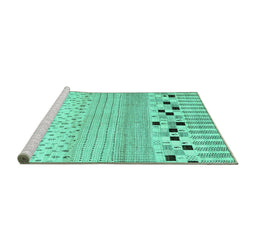 Sideview of Machine Washable Solid Turquoise Modern Area Rugs, wshcon1523turq