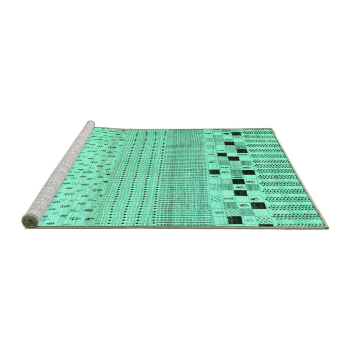 Sideview of Machine Washable Solid Turquoise Modern Area Rugs, wshcon1523turq