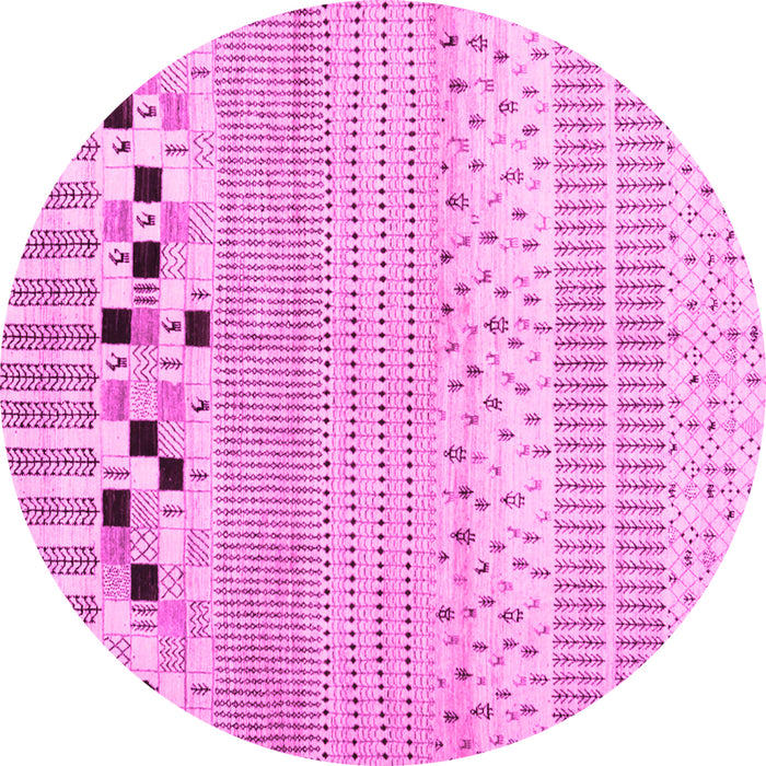 Round Machine Washable Solid Pink Modern Rug, wshcon1523pnk