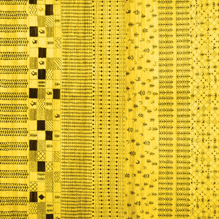 Square Machine Washable Solid Yellow Modern Rug, wshcon1523yw