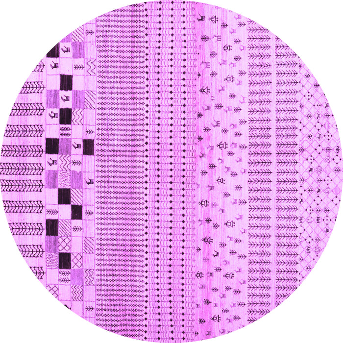Round Machine Washable Solid Purple Modern Area Rugs, wshcon1523pur