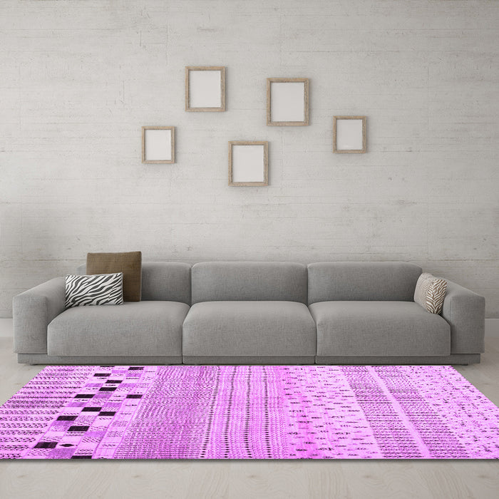 Machine Washable Solid Purple Modern Area Rugs in a Living Room, wshcon1523pur