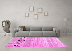 Machine Washable Solid Pink Modern Rug in a Living Room, wshcon1523pnk