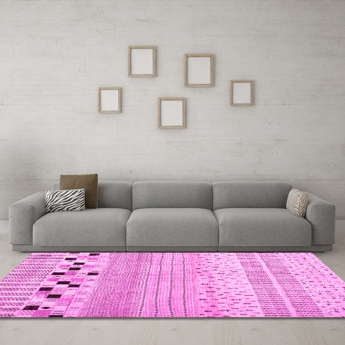 Machine Washable Solid Pink Modern Rug in a Living Room, wshcon1523pnk