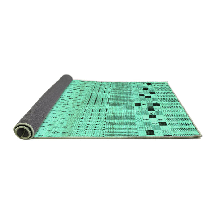 Sideview of Solid Turquoise Modern Rug, con1523turq