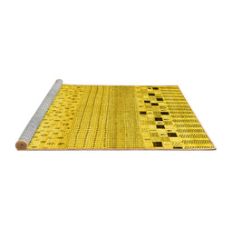 Sideview of Machine Washable Solid Yellow Modern Rug, wshcon1523yw