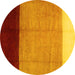 Round Abstract Yellow Contemporary Rug, con1524yw