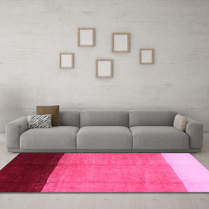 Machine Washable Abstract Pink Contemporary Rug in a Living Room, wshcon1524pnk