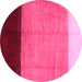 Round Abstract Pink Contemporary Rug, con1524pnk