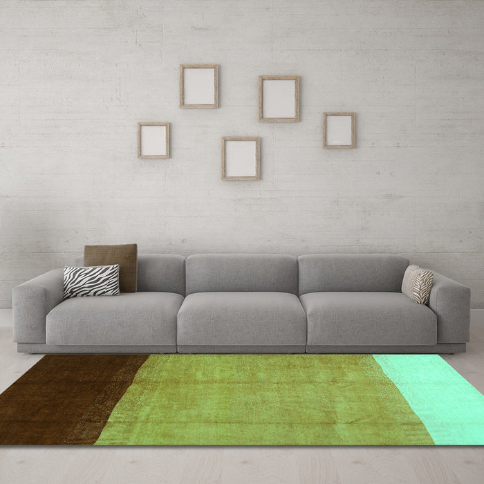 Machine Washable Abstract Turquoise Contemporary Area Rugs in a Living Room,, wshcon1524turq