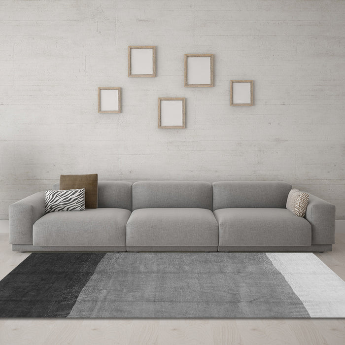 Machine Washable Abstract Gray Contemporary Rug in a Living Room,, wshcon1524gry