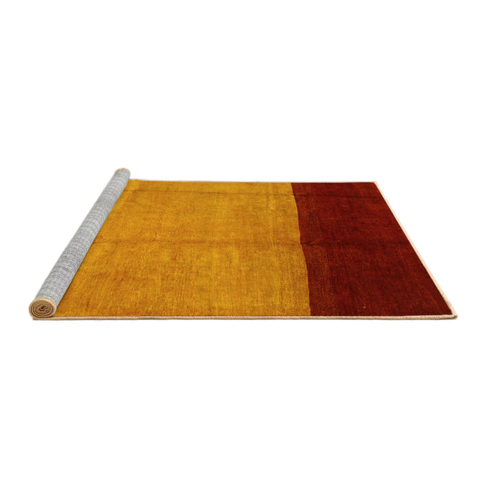 Sideview of Machine Washable Abstract Yellow Contemporary Rug, wshcon1524yw