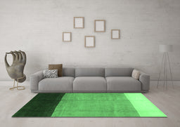 Machine Washable Abstract Emerald Green Contemporary Area Rugs in a Living Room,, wshcon1524emgrn