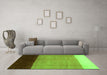 Machine Washable Abstract Green Contemporary Area Rugs in a Living Room,, wshcon1524grn