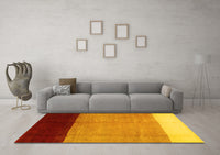 Machine Washable Abstract Yellow Contemporary Rug, wshcon1524yw