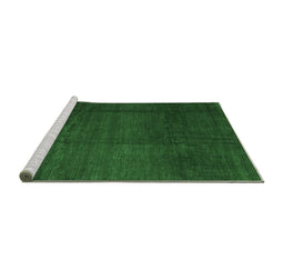 Sideview of Machine Washable Abstract Emerald Green Contemporary Area Rugs, wshcon1525emgrn
