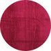 Round Machine Washable Abstract Pink Contemporary Rug, wshcon1525pnk