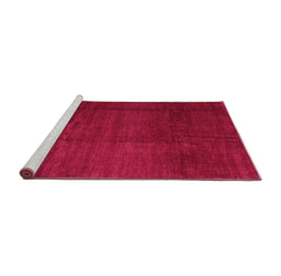 Sideview of Machine Washable Abstract Pink Contemporary Rug, wshcon1525pnk