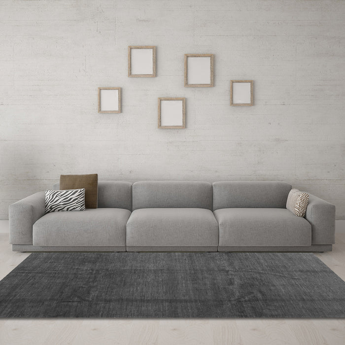 Machine Washable Abstract Gray Contemporary Rug in a Living Room,, wshcon1525gry