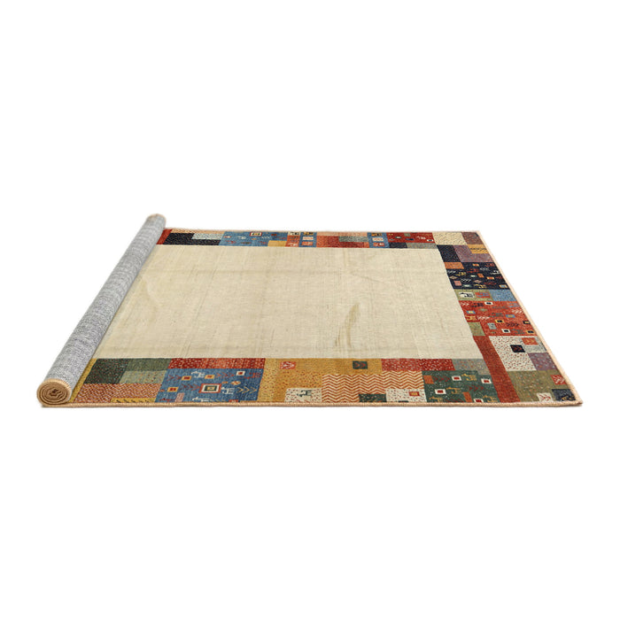 Serging Thickness of Machine Washable Contemporary Khaki Gold Rug, wshcon1526