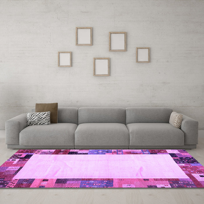 Machine Washable Solid Purple Modern Area Rugs in a Living Room, wshcon1526pur