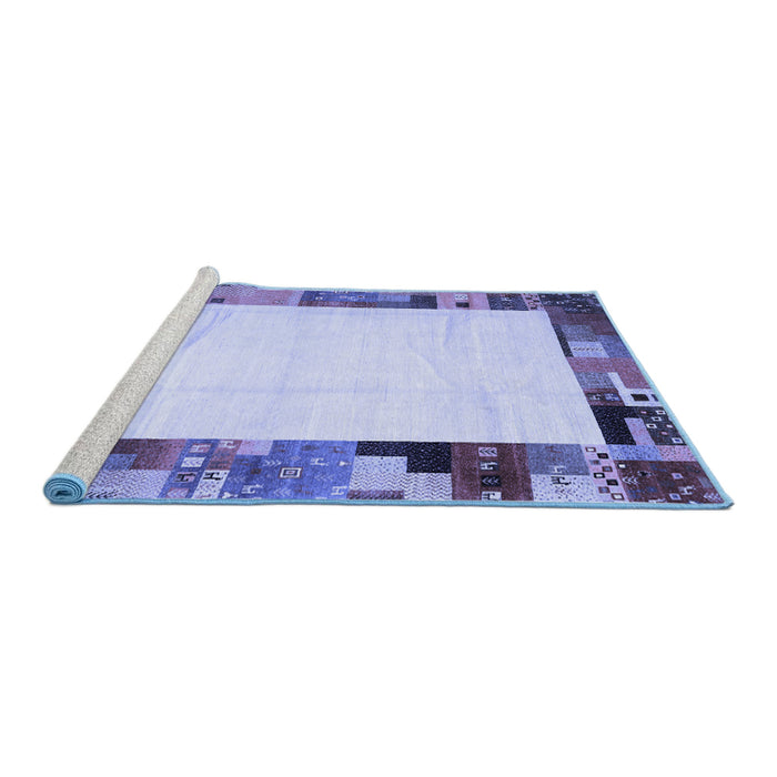 Sideview of Machine Washable Solid Blue Modern Rug, wshcon1526blu