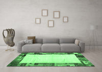 Machine Washable Solid Emerald Green Modern Rug, wshcon1526emgrn