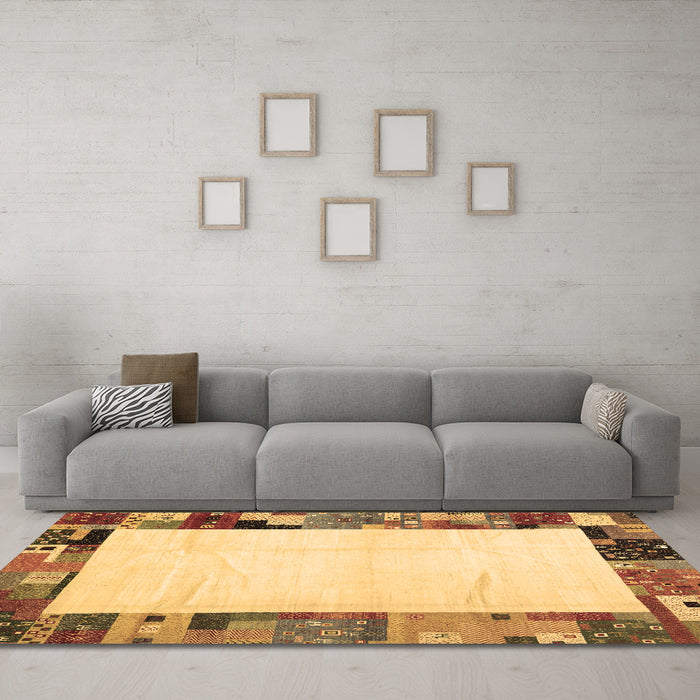 Machine Washable Solid Brown Modern Rug in a Living Room,, wshcon1526brn