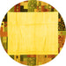 Round Solid Yellow Modern Rug, con1526yw