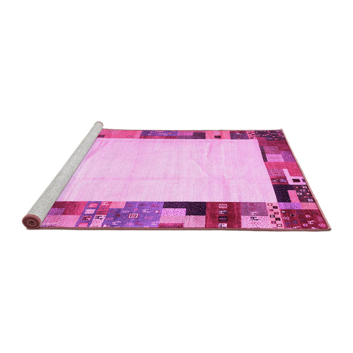 Sideview of Machine Washable Solid Pink Modern Rug, wshcon1526pnk