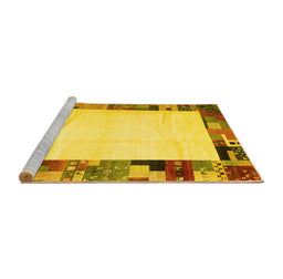 Sideview of Machine Washable Solid Yellow Modern Rug, wshcon1526yw