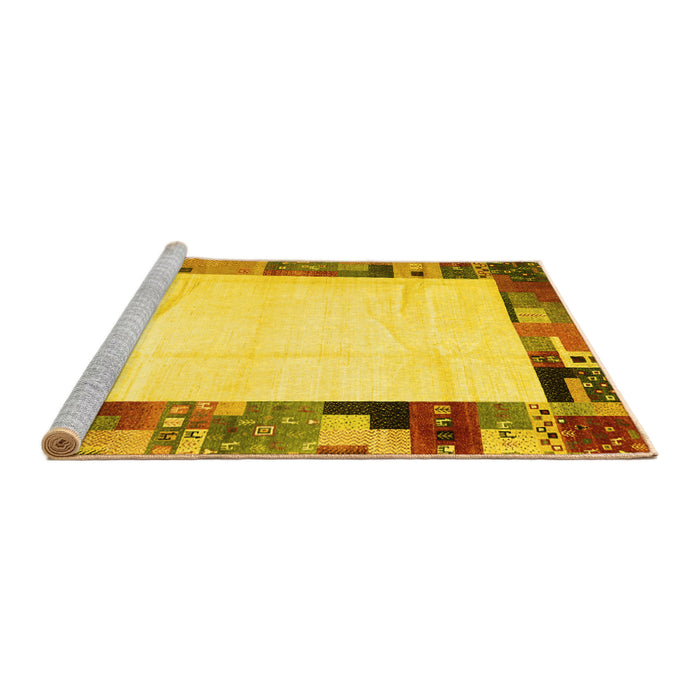 Sideview of Machine Washable Solid Yellow Modern Rug, wshcon1526yw