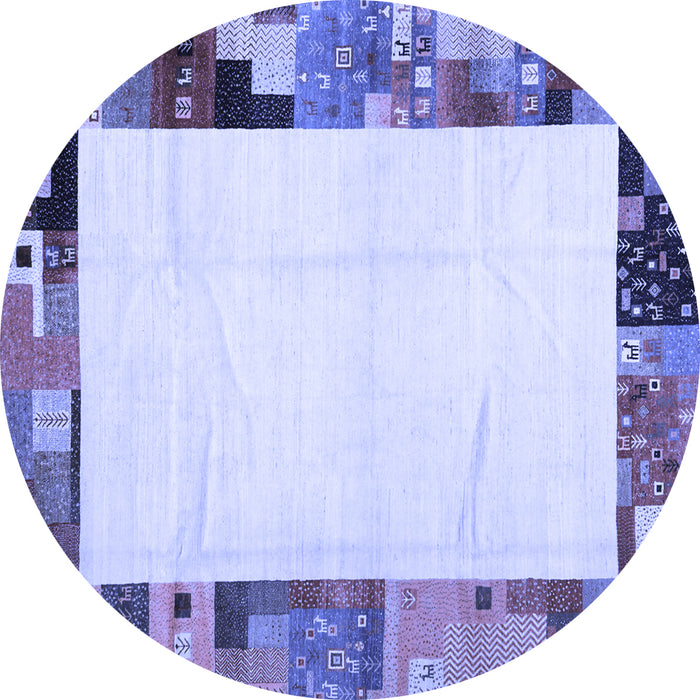 Round Solid Blue Modern Rug, con1526blu