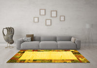 Machine Washable Solid Yellow Modern Rug, wshcon1526yw