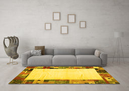 Machine Washable Solid Yellow Modern Rug in a Living Room, wshcon1526yw